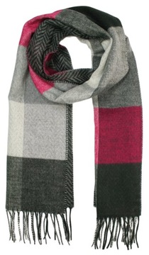 Szaro-Różowy Szalik w Kratkę V.Fraas -Cashmink