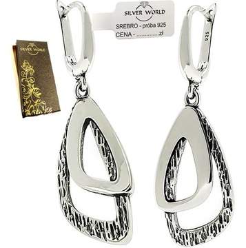 KOLCZYKI SREBRNE DAMSKIE 925 WISZĄCE ELEGANCKIE + ETUI SREBRO 925