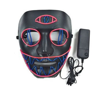 MASKA LED 3 OKO NEON ŚWIECĄCA HALLOWEEN TWARZ