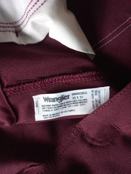 Wrangler bordowe spodnie stały kant W33L32