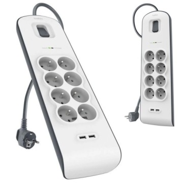 Zásuvková Lišta Belkin BSV804CA2M Prodlužovací Kabel 8 Zásuvek 2 Usb Zásuvky