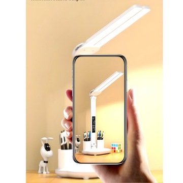 ДВОЙНАЯ СВЕТОДИОДНАЯ НАСТОЛЬНАЯ ЛАМПА С ДИСПЛЕЕМ ЧАСЫ ОРГАНАЙЗЕР ДАННЫЕ ТЕМПЕРАТУРЫ 6в1