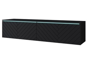 Lowboard APOLLO II szafka RTV 140cm półka pod TV, komoda MDF, jodełka
