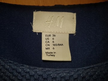 H&M granatowa bluzka rozkloszowana r. 36