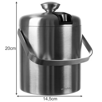 Термальное ведерко для льда, щипцы + ложка.