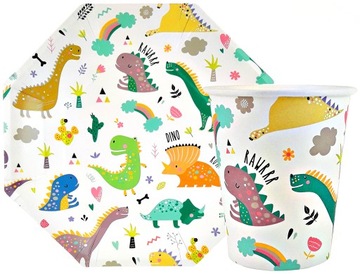 ZESTAW TALERZYKI KUBECZKI DINOZAURY