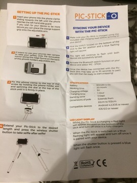 Держатель для селфи PIC-STICK с зеркалом и Bluetooth