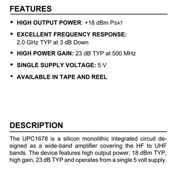 [5шт] ВЧ усилитель uPC1678G (1678) fT=2ГГц 23дБ