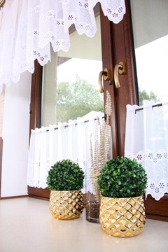 Кухонная штора Заздростка белая, Вуаль с вышивкой, высота 90 см