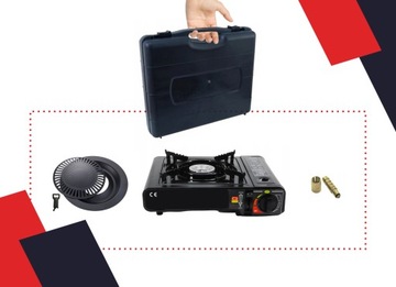 ТУРИСТИЧЕСКАЯ ГАЗОВАЯ ПЛИТА 2в1 С РЕДУКТОРОМ + ГРИЛЕМ + 6 ГАЗОВЫХ БАЛЛОНОВ