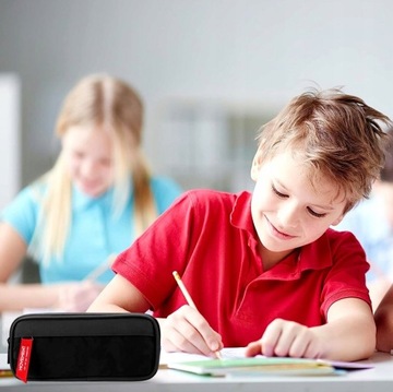 PIÓRNIK DWUKOMOROWY SASZETKA WIELOFUNKCYJNY SZKOLNY PODWÓJNY CZARNY