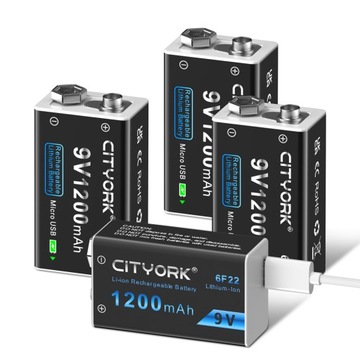 4 szt. 9V 6F22 Micro USB akumulator litowo-jonowy z kablem USB