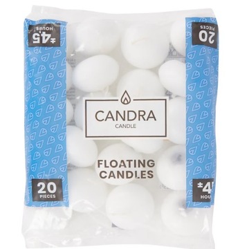 ПЛАВАЮЩИЕ СВЕЧИ БЕЛАЯ ВОДА CANDRA НАБОР СВЕЧЕЙ ИЗ 20 ШТ.