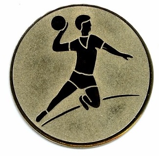 EMBLEMAT 50 SZT. ZŁOTY 2,5 CM Ø PIŁKA RĘCZNA WKLEJKA NA PUCHAR MEDAL
