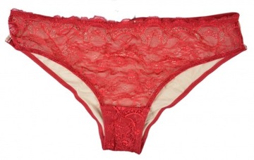 TEZENIS calzedonia majtki czerwone beż koronka S