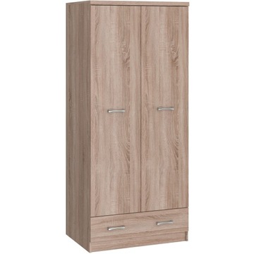 SZAFA DWUDRZWIOWA SOFIA POJEMNA 2D1S SZUFLADA 80 CM DĄB SONOMA MAT MAFMEBLE