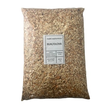 Zrębki Wędzarnicze Drewno do Wędzenia OLCHOWO - BUKOWE 60L 15KG PREMIIUM