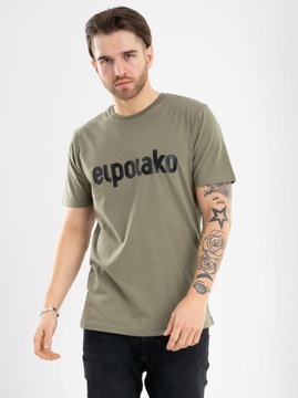 KLASYCZNA MĘSKA KOSZULKA EL POLAKO Tee Khaki M