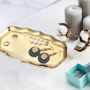 Поднос для украшений, кольцевая пластина, нержавеющая сталь, большой рифленый металл.