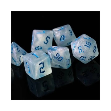 MROCZNY NIEBIESKI ZESTAW 7 PRZEZROCZYSTYCH KOŚCI RPG