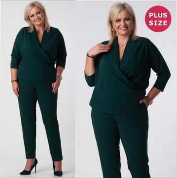 ELEGANCKI Kombinezon kopertowy NA WESELE WYSZCZUPLA Plus Size 54 7XL