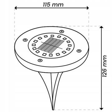 12x светодиодный садовый светильник SOLAR, наземный, въездной, DISK 16 LED