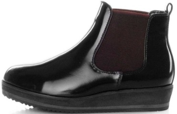 4996 ЧЕРНЫЕ КОЖАНЫЕ БОТИНКИ НА РЕЗИНЕ НА ПЛАТФОРМЕ 39