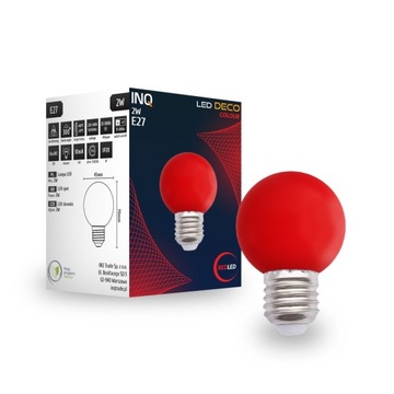 ŻARÓWKA LED LAMPA LED 2W E27 CZERWONA KULKA OZDOBNA DO GIRLANDY