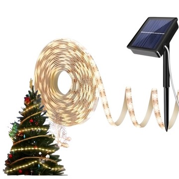 LAMPKI DRUCIKI LED SOLARNE 50 LED 5M CHOINKOWE ŚWIĄTECZNE BIAŁY CIEPŁY
