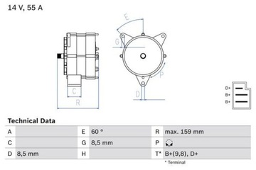 ALTERNÁTOR 55A 0 986 031 020 BOSCH LAMBORGHINI