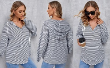 1B5A19 A02 SHEIN BIAŁA CIENKA BLUZA CIĄŻOWA W PASKI S