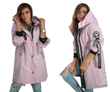 KURTKA PARKA z kapturem WIOSENNA WILD blady róż M