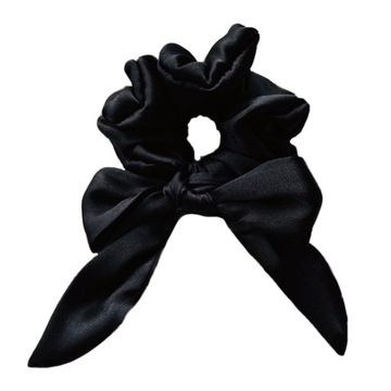 Gumka do włosów satyna scrunchie Czarna