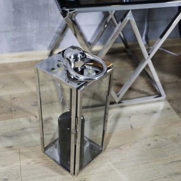 ФОНАРЬ ЛАМПОН НЕРЖАВЕЮЩАЯ СТАЛЬ ДЛЯ ДОМА И САДА СЕРЕБРЯНЫЙ МЕТАЛЛ ГЛАМУР