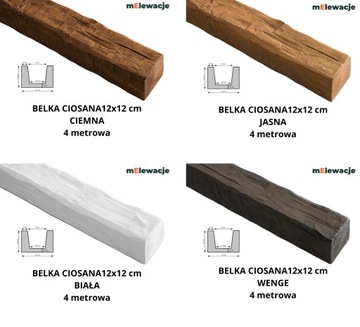 Belka Rustykalna 12x12 CIOSANA Drewnopodobna Belka Sufitowa 4 metrowa