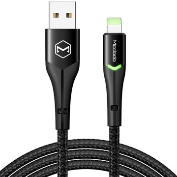 MCDODO KABEL USB LIGHTNING SZYBKIEGO ŁADOWANIA 36W DO IPHONE 13 14 1M LED