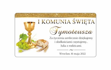 Naklejki komunijne na ciasto KOMUNIA 10szt