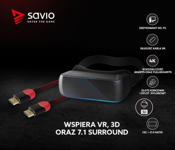 Кабель HDMI 2.0, предназначенный для ПК, красный-черный 3,