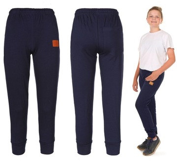 Spodnie dresowe dziewczęce SUPER JAKOŚĆ dres r.164 granat Produkt PL