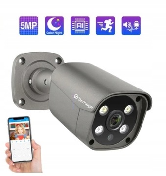 KAMERA IP POE 5MPX KOLOROWY OBRAZ NOCĄ ONVIF AUDIO