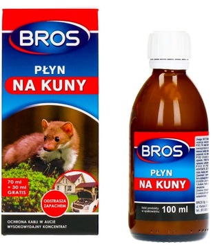 PŁYN PREPARAT ŚRODEK ODSTRASZACZ NA KUNY ŁASICE LISY SZCZURY BROS 100ML