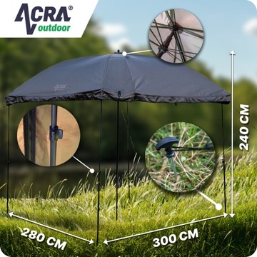 ACRA Outdoor Shest XXL, 300 см зонтик с боковыми стенами и столбами