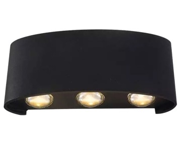 LAMPA ELEWACYJNA ZEWNĘTRZNA GÓRA DÓŁ KINKIET OGRODOWY CZARNY LED x6 ZD90