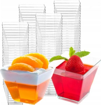 50XPUCHARKI KWADRATOWE60ML DO DESERÓW MINI POJEMNICZKI NA DESERKI PRZEKĄSKI
