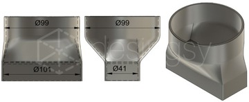 Переходник редукционный алюминиевый профиль 100х40 на спиро 100