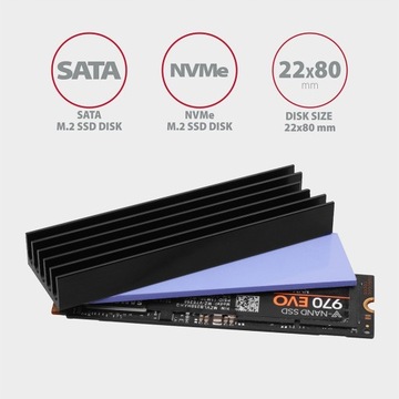 Пассивный радиатор для накопителей M.2 SSD Axagon 10 мм