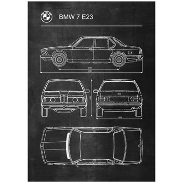 Plakat BMW 7 E23 Retro Schemat Patent Poster