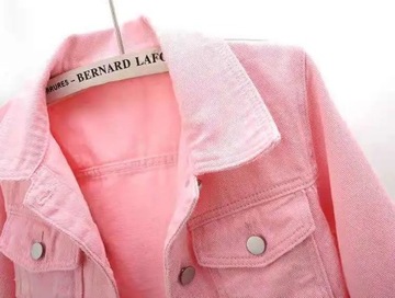 New Spring Summer Women Denim Jacket Tops Pink Col