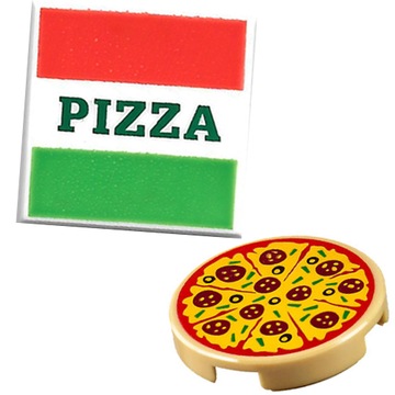 LEGO - 3068bpb1045, 14769pb160, pizza, dwie płytki