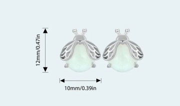 Srebrne kolczyki świecące sztyft świetlik s925 biedronka prezent